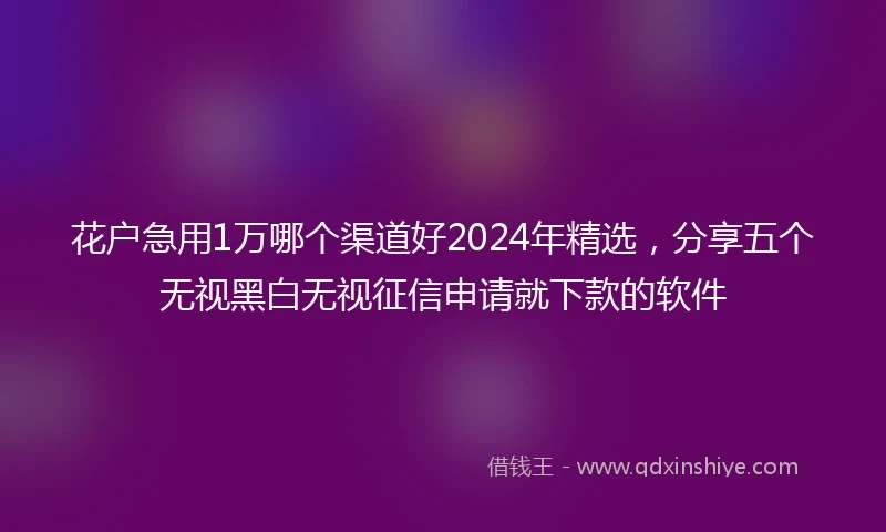 花户急用1万哪个渠道好2024年精选，分享五个无视黑白无视征信申请就下款的软件