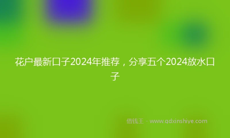 花户最新口子2024年推荐，分享五个2024放水口子