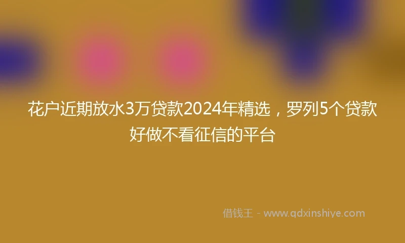 花户近期放水3万贷款2024年精选，罗列5个贷款好做不看征信的平台
