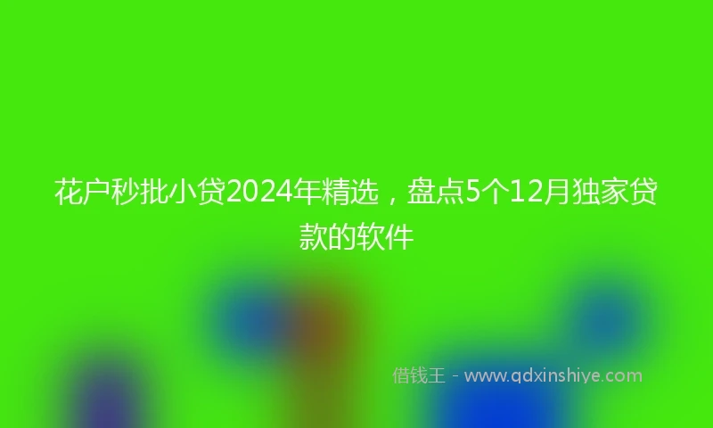 花户秒批小贷2024年精选，盘点5个12月独家贷款的软件