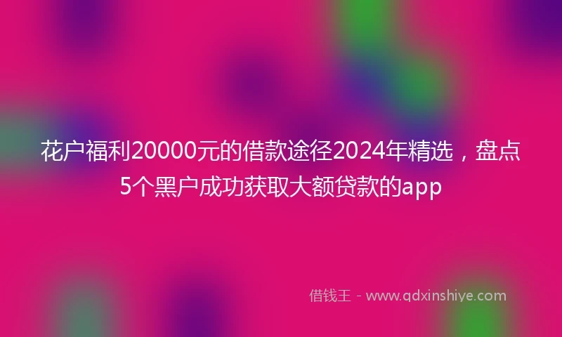 花户福利20000元的借款途径2024年精选，盘点5个黑户成功获取大额贷款的app