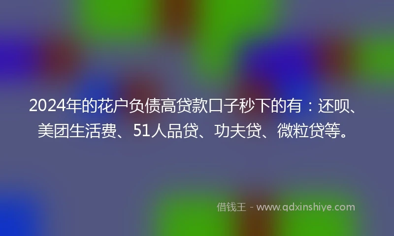 2024年的花户负债高贷款口子秒下的有：还呗、美团生活费、51人品贷、功夫贷、微粒贷等。