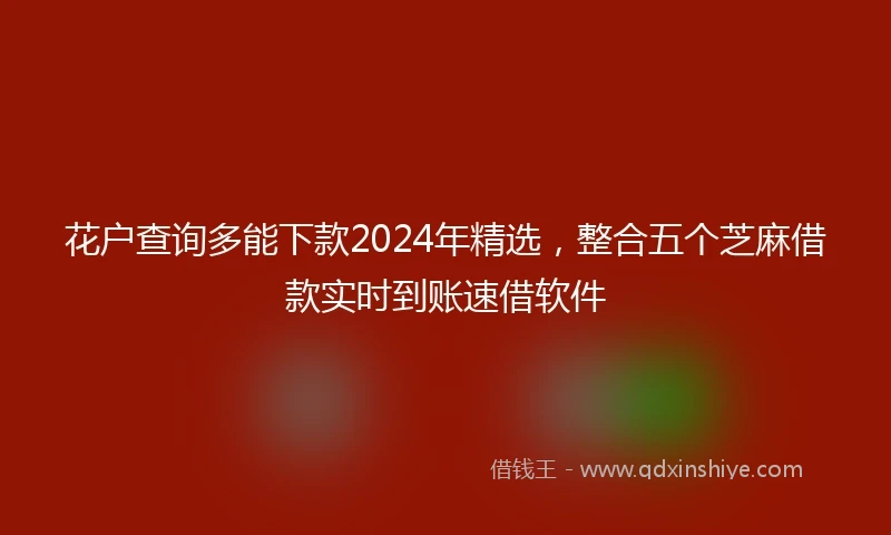花户查询多能下款2024年精选，整合五个芝麻借款实时到账速借软件