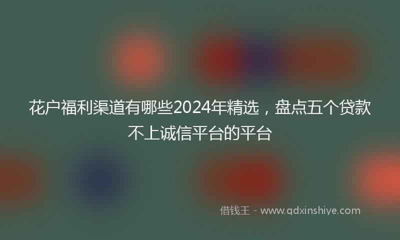 花户福利渠道有哪些2024年精选，盘点五个贷款不上诚信平台的平台