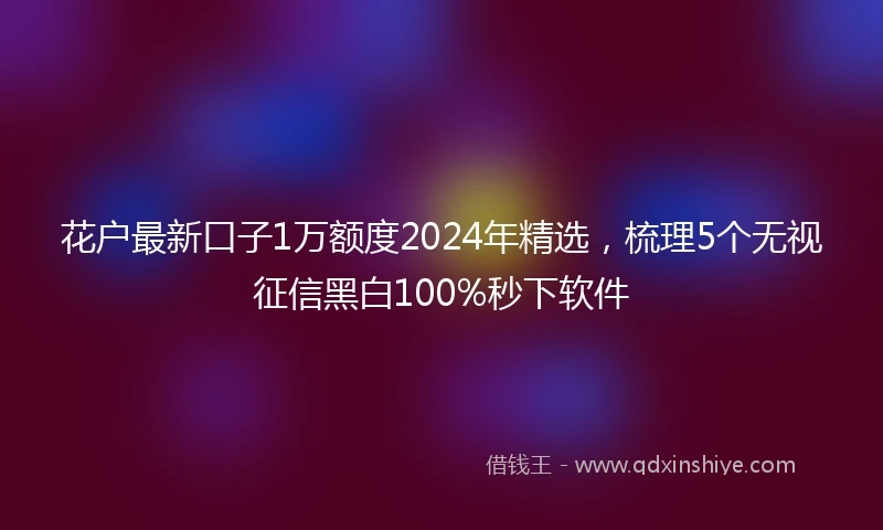 花户最新口子1万额度2024年精选，梳理5个无视征信黑白100%秒下软件