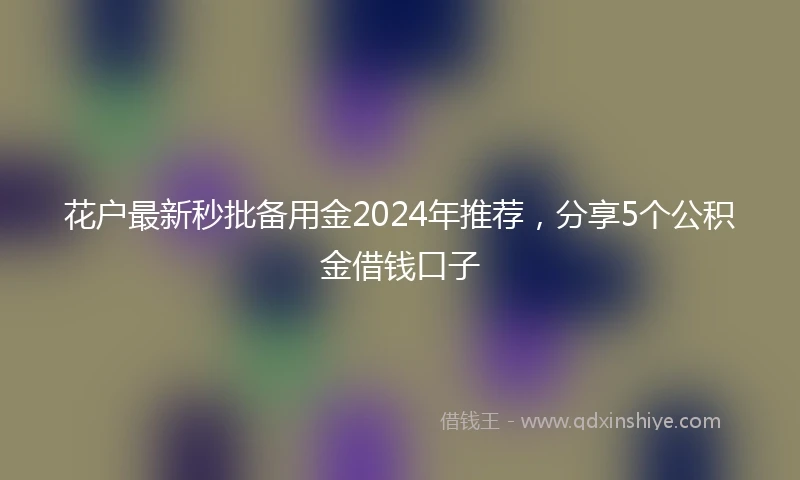 花户最新秒批备用金2024年推荐，分享5个公积金借钱口子