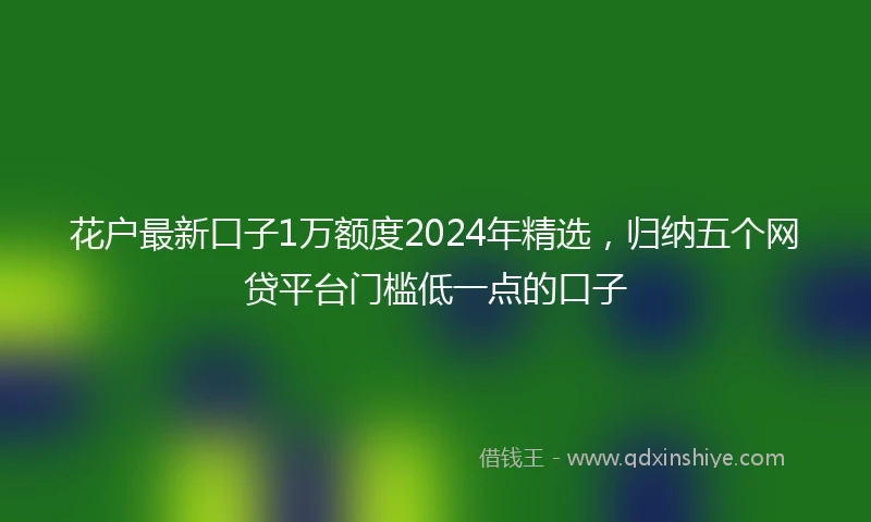 花户最新口子1万额度2024年精选，归纳五个网贷平台门槛低一点的口子