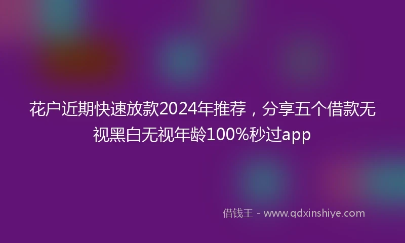 花户近期快速放款2024年推荐，分享五个借款无视黑白无视年龄100%秒过app