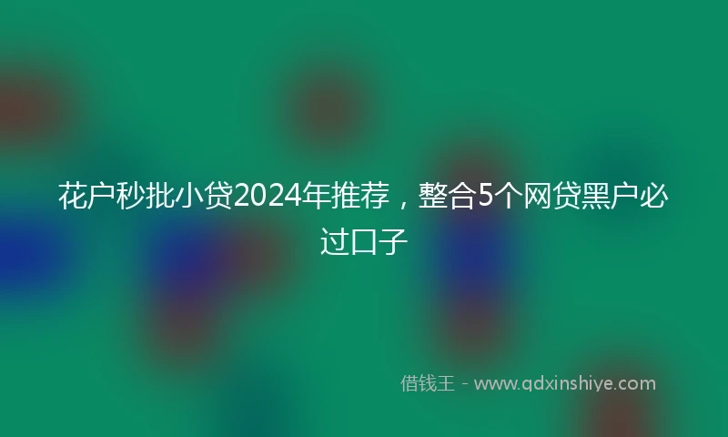 花户秒批小贷2024年推荐，整合5个网贷黑户必过口子