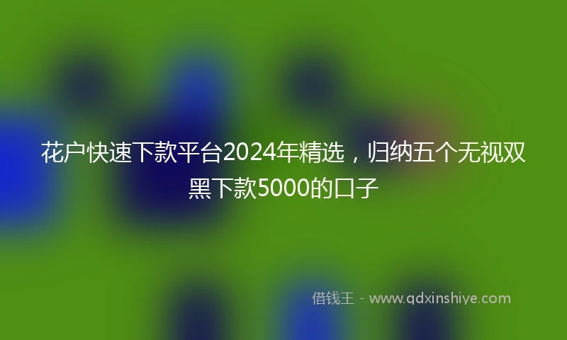花户快速下款平台2024年精选，归纳五个无视双黑下款5000的口子