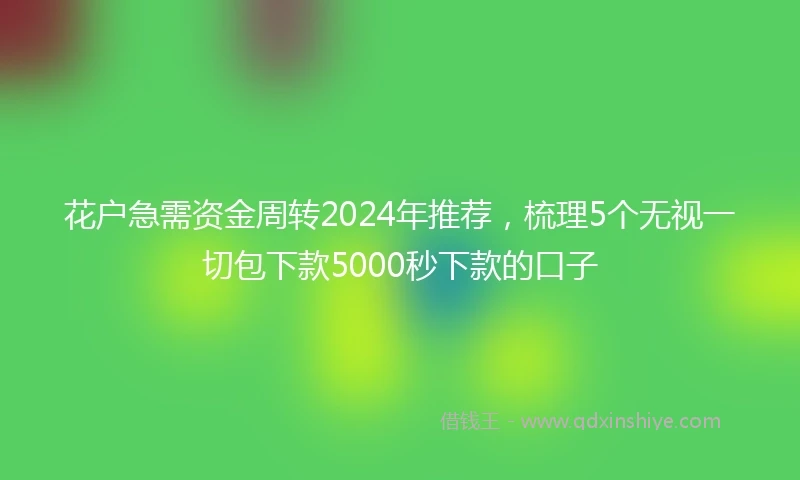 花户急需资金周转2024年推荐，梳理5个无视一切包下款5000秒下款的口子