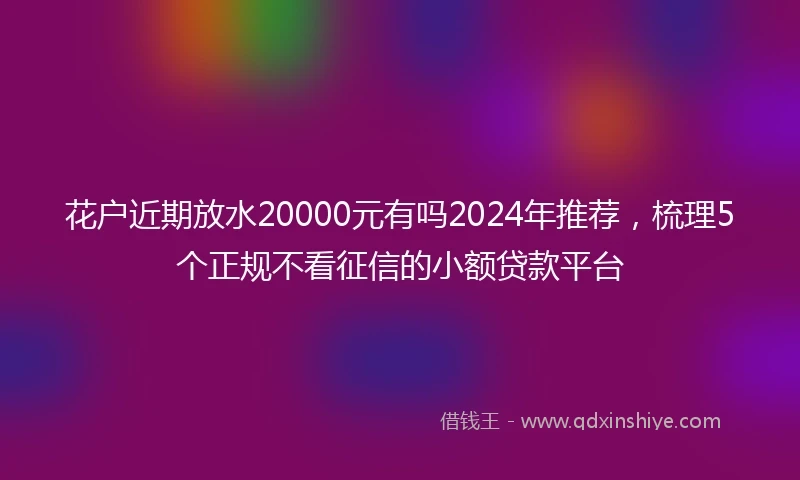 花户近期放水20000元有吗2024年推荐，梳理5个正规不看征信的小额贷款平台