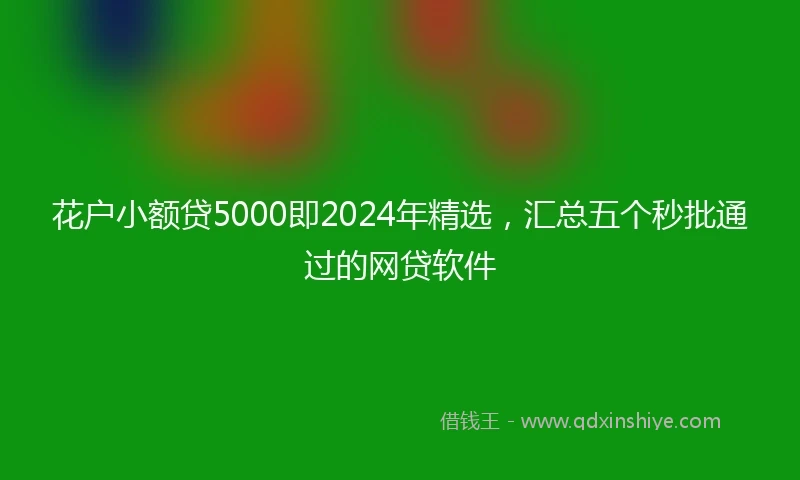 花户小额贷5000即2024年精选，汇总五个秒批通过的网贷软件