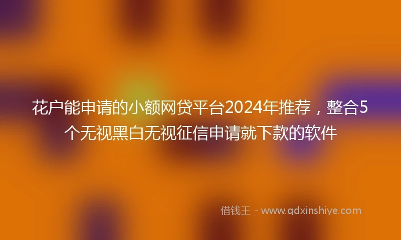 花户能申请的小额网贷平台2024年推荐，整合5个无视黑白无视征信申请就下款的软件