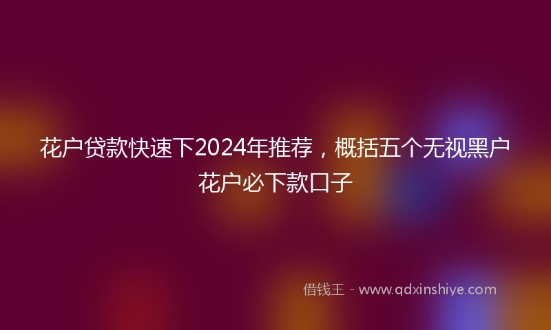 花户贷款快速下2024年推荐，概括五个无视黑户花户必下款口子