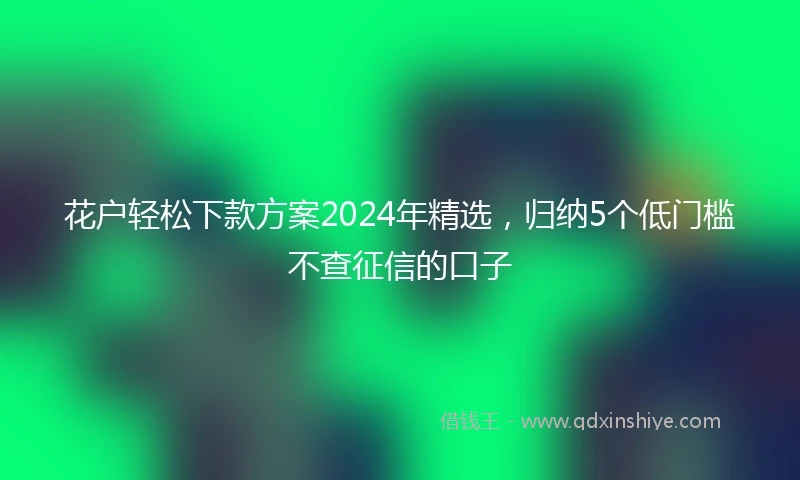 花户轻松下款方案2024年精选，归纳5个低门槛不查征信的口子