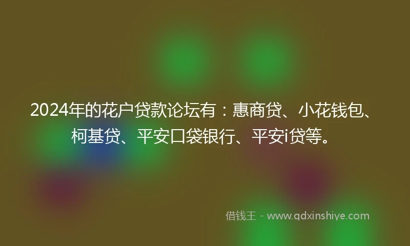 2024年的花户贷款论坛有：惠商贷、小花钱包、柯基贷、平安口袋银行、平安i贷等。