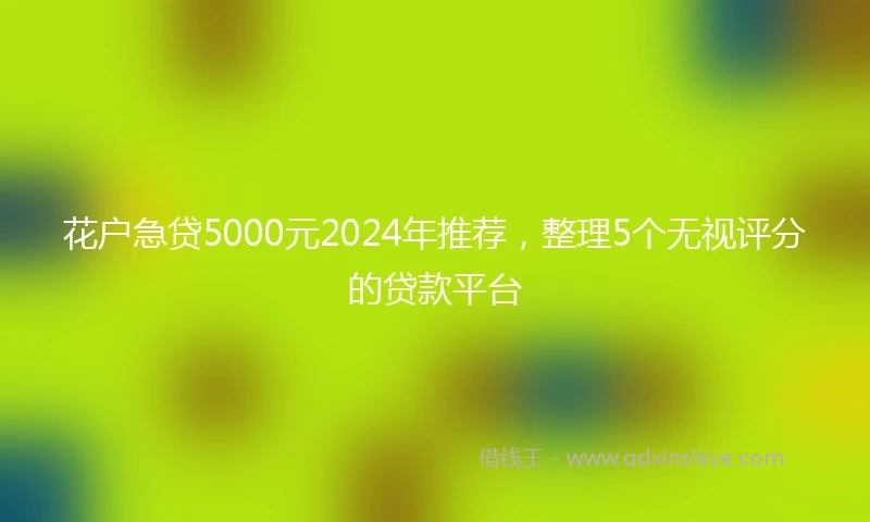 花户急贷5000元2024年推荐，整理5个无视评分的贷款平台