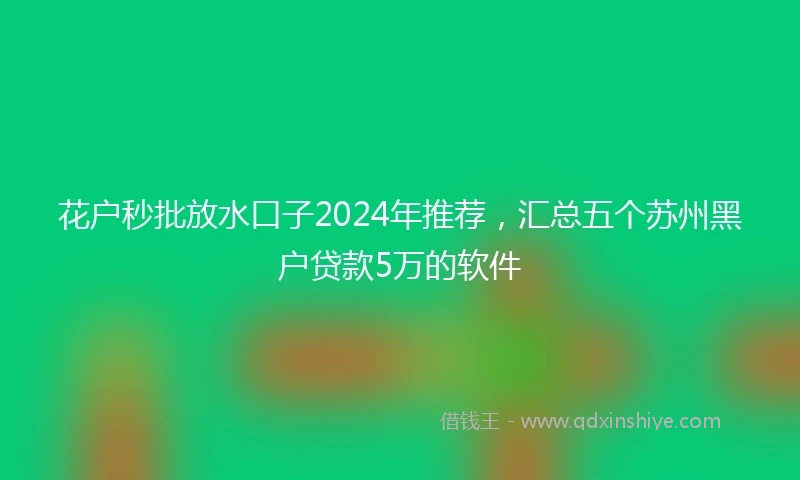 花户秒批放水口子2024年推荐，汇总五个苏州黑户贷款5万的软件