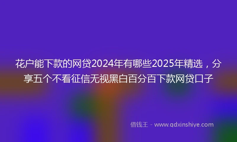 花户能下款的网贷2024年有哪些2025年精选，分享五个不看征信无视黑白百分百下款网贷口子