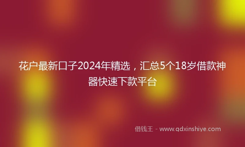 花户最新口子2024年精选，汇总5个18岁借款神器快速下款平台