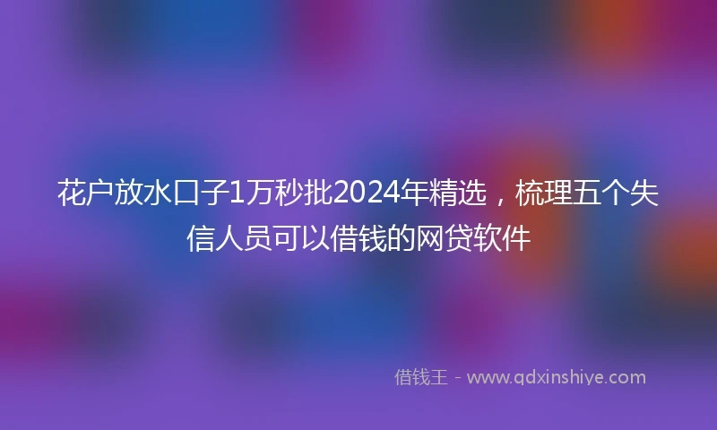花户放水口子1万秒批2024年精选，梳理五个失信人员可以借钱的网贷软件