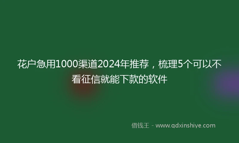 花户急用1000渠道2024年推荐，梳理5个可以不看征信就能下款的软件