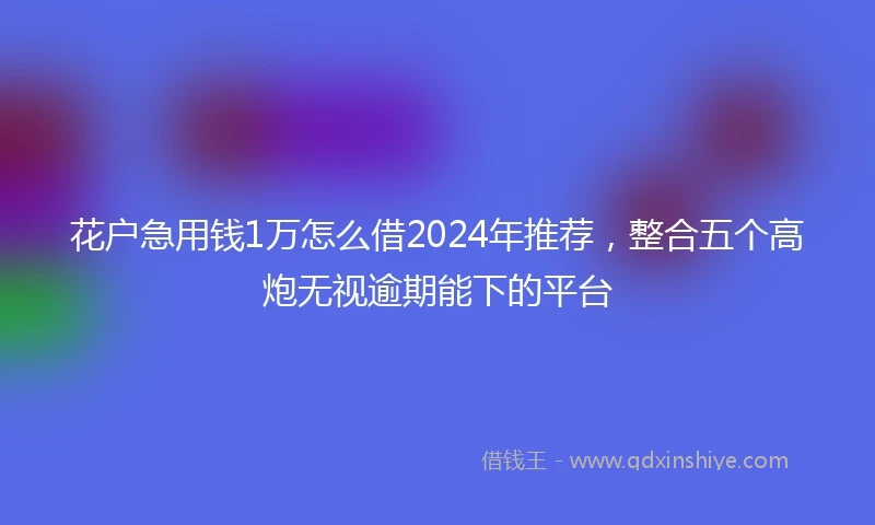花户急用钱1万怎么借2024年推荐，整合五个高炮无视逾期能下的平台