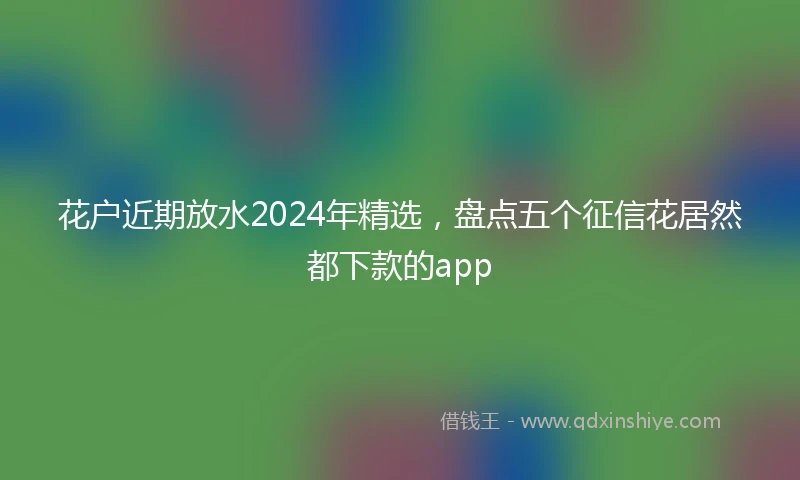 花户近期放水2024年精选，盘点五个征信花居然都下款的app