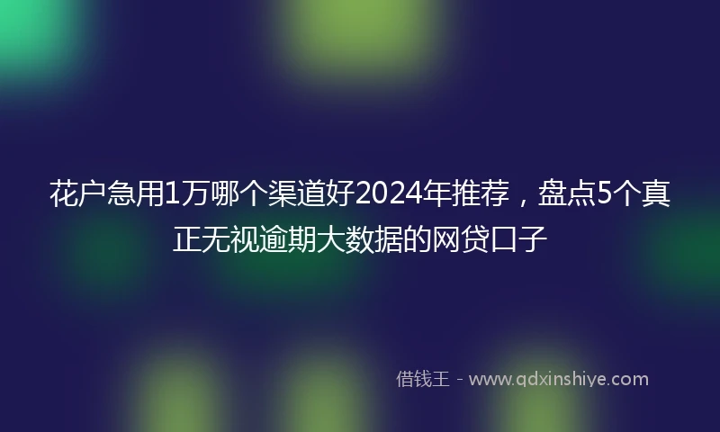 花户急用1万哪个渠道好2024年推荐，盘点5个真正无视逾期大数据的网贷口子