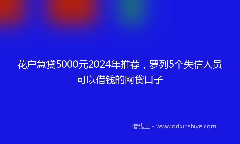 花户急贷5000元2024年推荐，罗列5个失信人员可以借钱的网贷口子