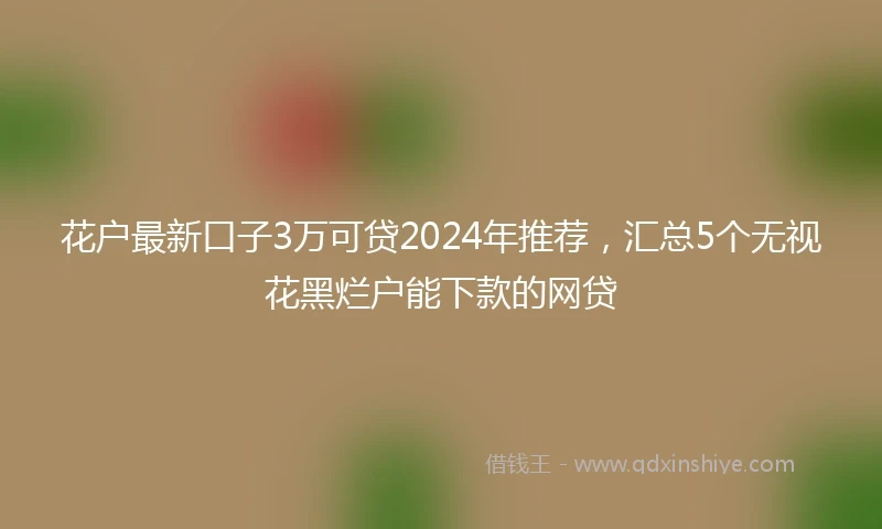 花户最新口子3万可贷2024年推荐，汇总5个无视花黑烂户能下款的网贷
