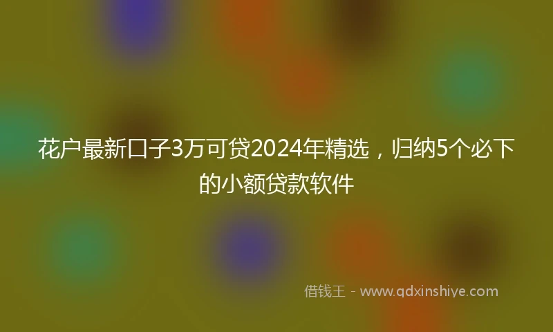 花户最新口子3万可贷2024年精选，归纳5个必下的小额贷款软件