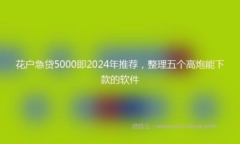 花户急贷5000即2024年推荐，整理五个高炮能下款的软件
