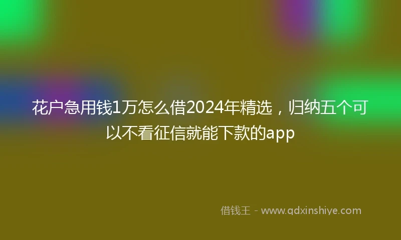 花户急用钱1万怎么借2024年精选，归纳五个可以不看征信就能下款的app