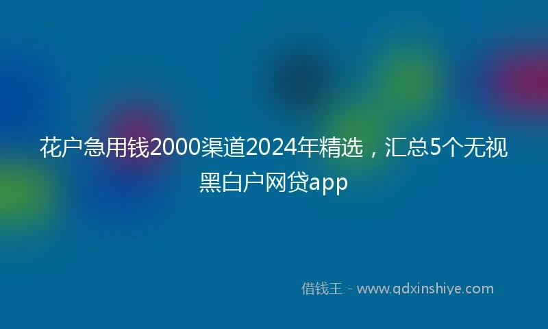 花户急用钱2000渠道2024年精选，汇总5个无视黑白户网贷app
