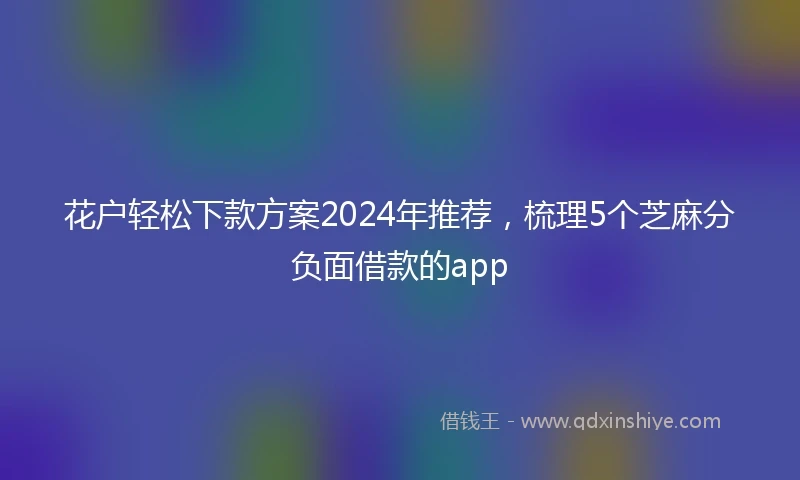 花户轻松下款方案2024年推荐，梳理5个芝麻分负面借款的app