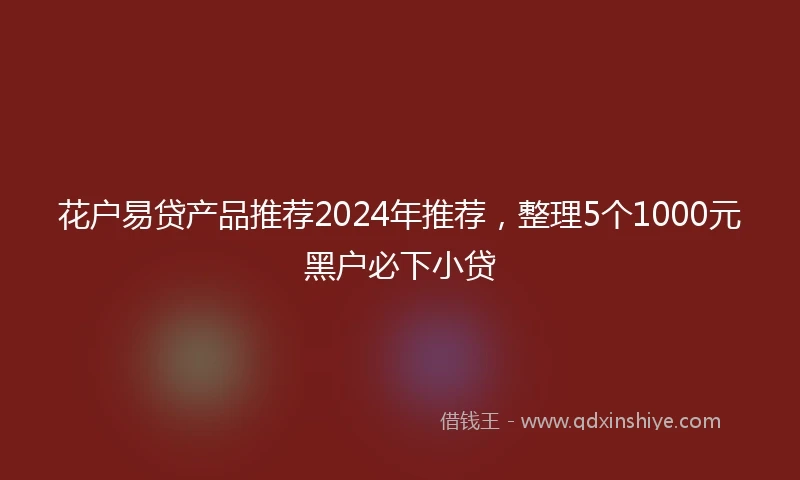 花户易贷产品推荐2024年推荐，整理5个1000元黑户必下小贷