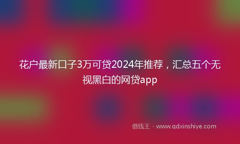 花户最新口子3万可贷2024年推荐，汇总五个无视黑白的网贷app