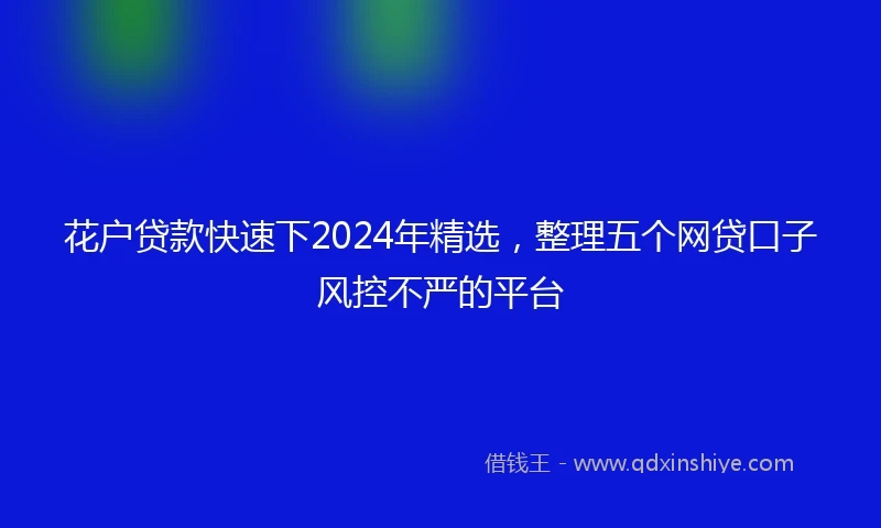 花户贷款快速下2024年精选，整理五个网贷口子风控不严的平台