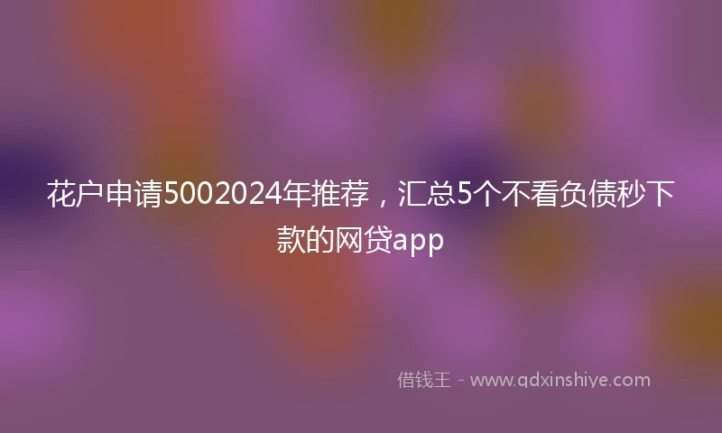 花户申请5002024年推荐，汇总5个不看负债秒下款的网贷app