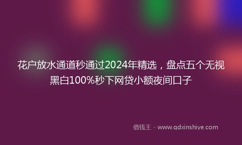 花户放水通道秒通过2024年精选，盘点五个无视黑白100%秒下网贷小额夜间口子