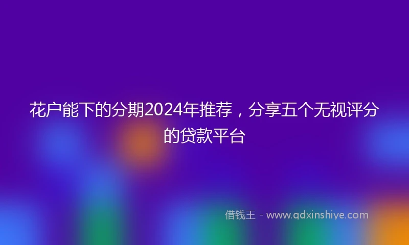 花户能下的分期2024年推荐，分享五个无视评分的贷款平台