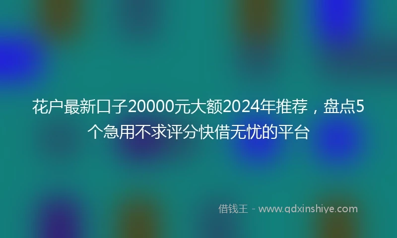 花户最新口子20000元大额2024年推荐，盘点5个急用不求评分快借无忧的平台