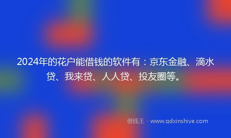 2024年的花户能借钱的软件有：京东金融、滴水贷、我来贷、人人贷、投友圈等。