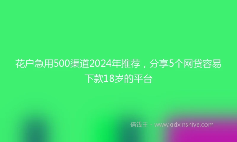 花户急用500渠道2024年推荐，分享5个网贷容易下款18岁的平台