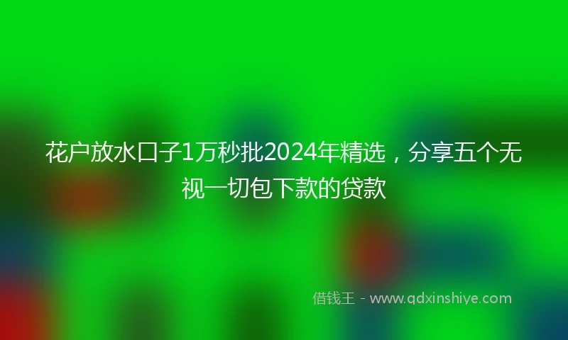 花户放水口子1万秒批2024年精选，分享五个无视一切包下款的贷款