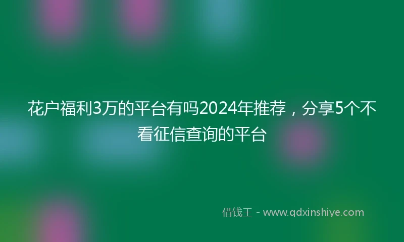 花户福利3万的平台有吗2024年推荐，分享5个不看征信查询的平台