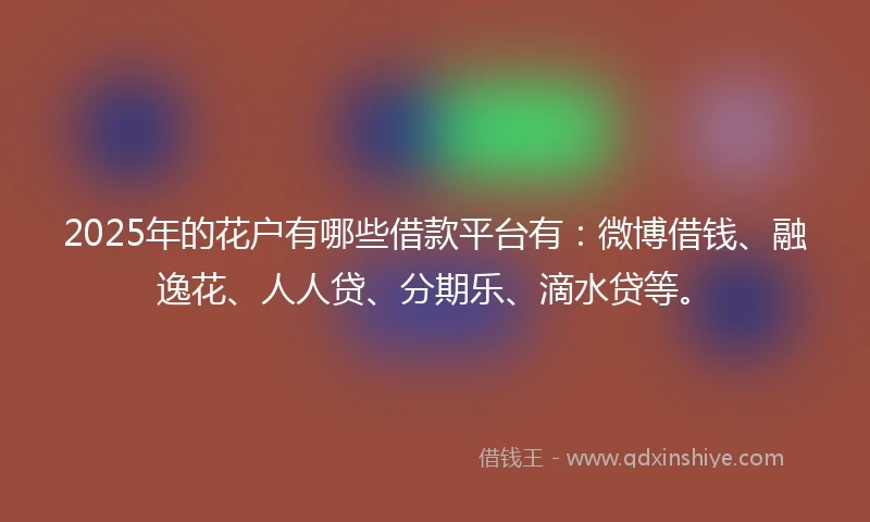 2025年的花户有哪些借款平台有：微博借钱、融逸花、人人贷、分期乐、滴水贷等。