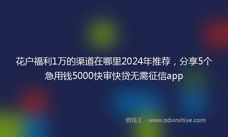 花户福利1万的渠道在哪里2024年推荐，分享5个急用钱5000快审快贷无需征信app